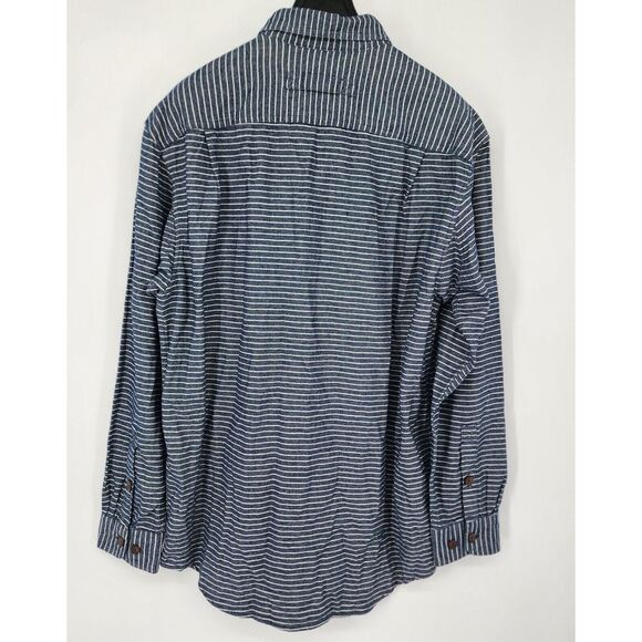 NEW Duluth Trading Free Swingin Flannel Shirt Men Large Tall Blue Stripe NWT‎ - Picture 3 of 10